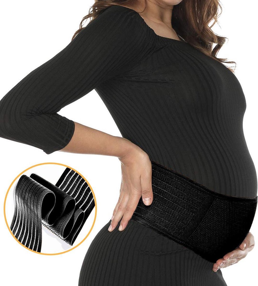 SIMIA™ Premium Zwangerschapsband - Verstelbaar buikband – Bekkenband - Ondersteuning - Tegen rugklachten en striae - Zwangerschapscadeau - Zwart - SIMIA