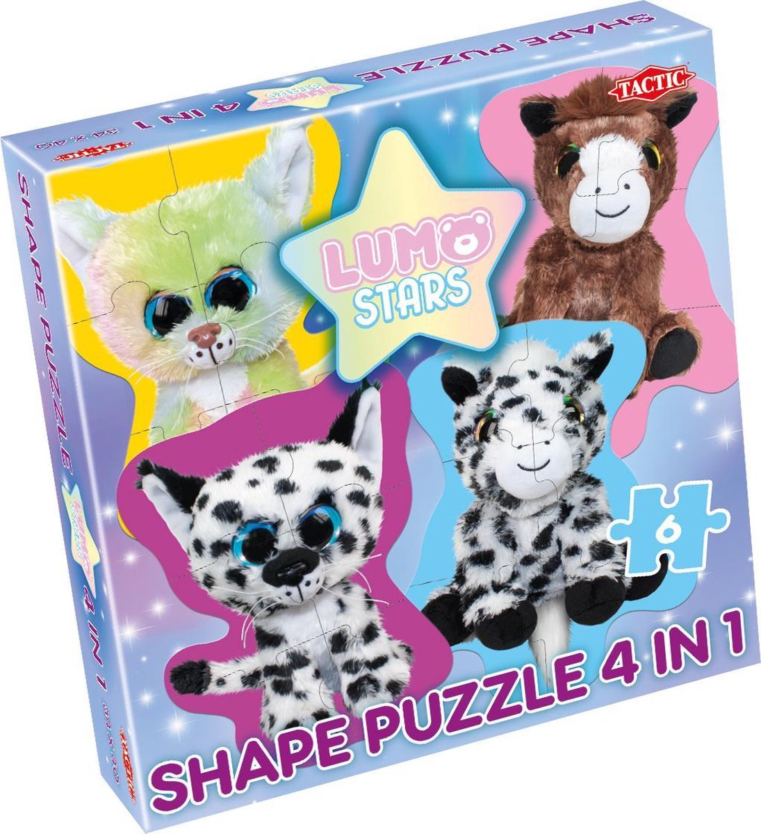Tactic Lumo Stars Katten en Veulens – Puzzel – 4x6 stukjes – Schattige Dierenillustraties – Strak en Rustgevend Ontwerp – Hoogwaardige Scandinavische Kwaliteit