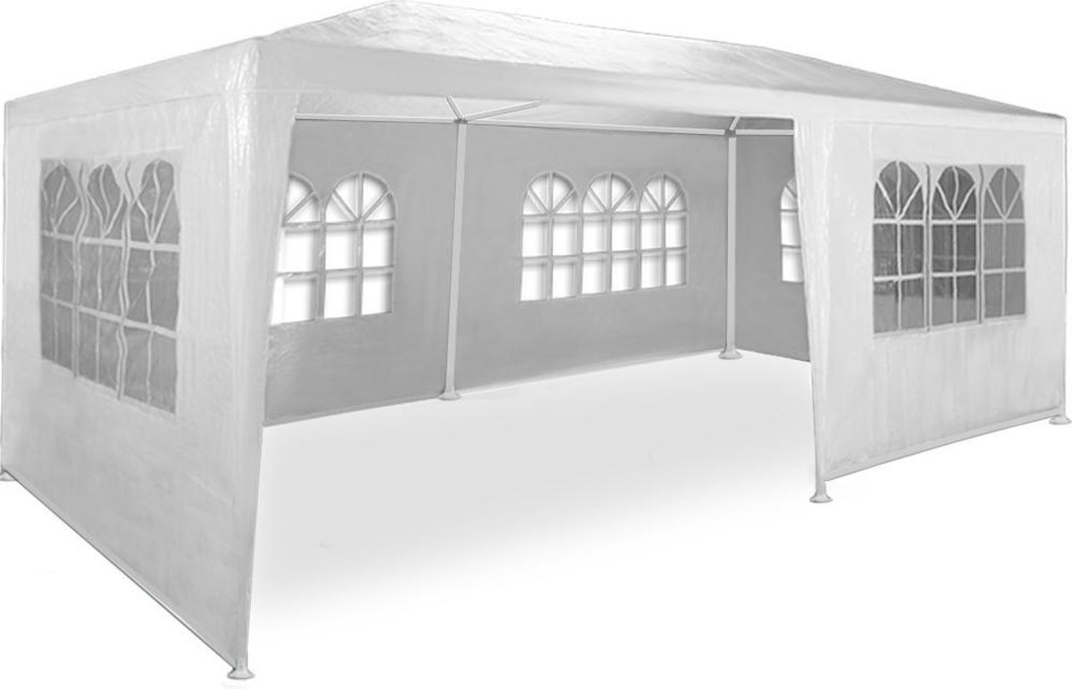 Deuba Party tent Riminimet zijwanden en ronde boogvensters- wit- 3x6m