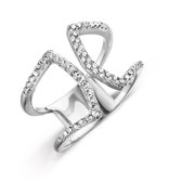 Silver Rose -R2034W-48 -Ring -925 Zilver gerodineerd -Cubic Zirkonia