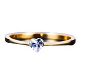 809 - Goudkleurige ring - 925 Zilveren ring met hartje - Dames ring met Zirkonia hart - Eyecatcher - Ø 19.75mm