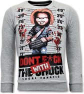 Exclusieve Heren Trui - Bloody Chucky Angry Print - Grijs