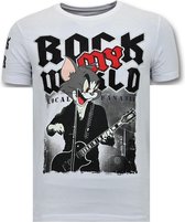 Local Fanatic Cool T-Shirt hommes - Rock My World Cat - T-Shirt drôle blanc hommes - Rock My World Cat - T-shirt homme noir taille S