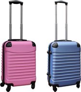 Bol.com Travelerz kofferset 2 delig ABS handbagage koffers - met cijferslot - 39 liter - licht roze - licht blauw aanbieding