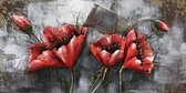 Peinture métal 3D - Fleurs rouges - hauteur 60 cm