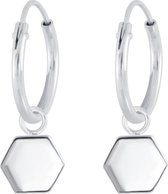 Joy|S - Zilveren bedel oorbellen 6 kanten hexagon