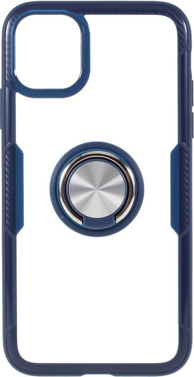 Handige telefoonhoes met vingerring voor iPhone 11 6.1 inch - Blauw