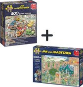 Jan van Haasteren - 2 puzzels - 500 en 1000 st - kunstmarkt/autospuiterij