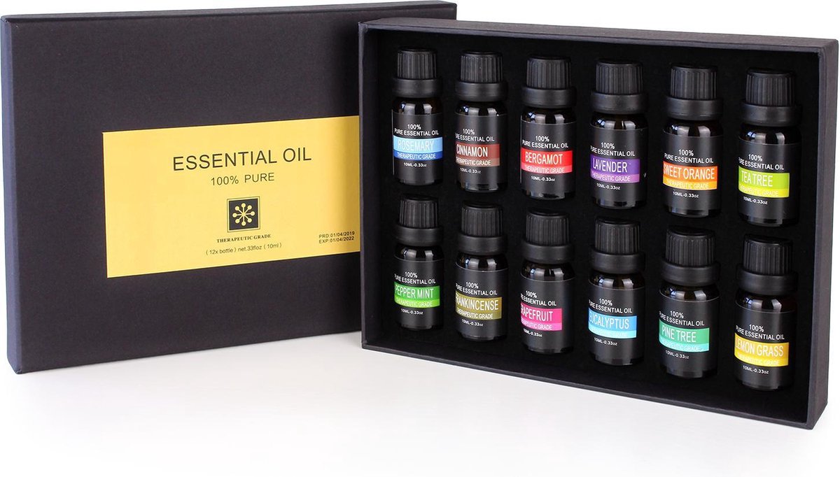 Goedkoopste Etherische Oliën - Essentiele olie aroma diffuser - Giftbox set 12 stuks