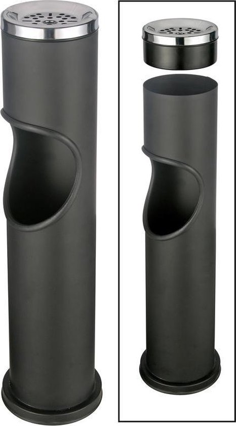 Zwarte staande asbak met uitneembare prullenbak 46,5 cm - Buiten asbakken -  Tuin artikelen | bol.com