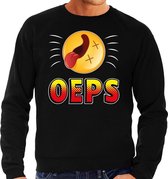 Funny emoticon sweater Oeps zwart heren S (48)