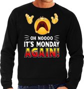Funny emoticon sweater Oh nooo its monday again zwart heren XL (54)