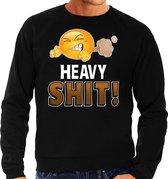 Funny emoticon sweater This is heavy shit zwart heren S (48)