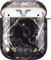 Airpods Hoesje Marmer – Hard Case – Zwart / Goud