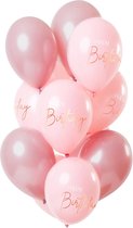 Ballonnen - Happy birthday - Luxe - Roze, roségoud - 30cm - 12st