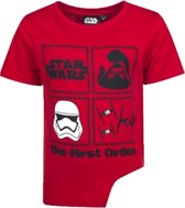 Star Wars - T-shirt - Kylo Ren - StormTrooper - X-wing - Model "The First Order" - Rood / Zwart - 128 cm - 8 jaar - 100 % Katoen