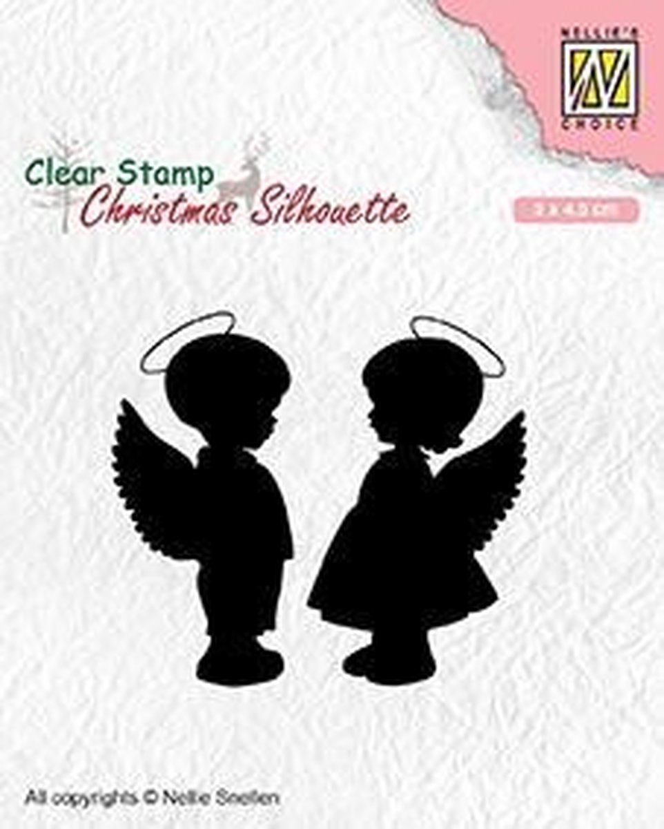 CSIL008 Christmas silhouette clear stamps Angel girl and -boy engel