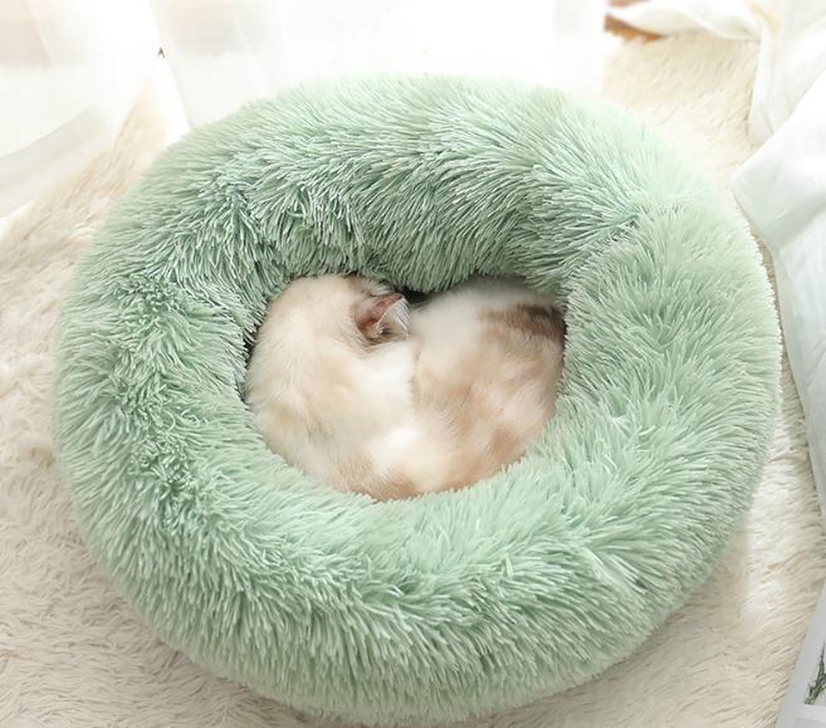 Fluffy donut mand - hondenmand - kattenmand - pluche - wasbaar - zacht -  luxe -... | bol
