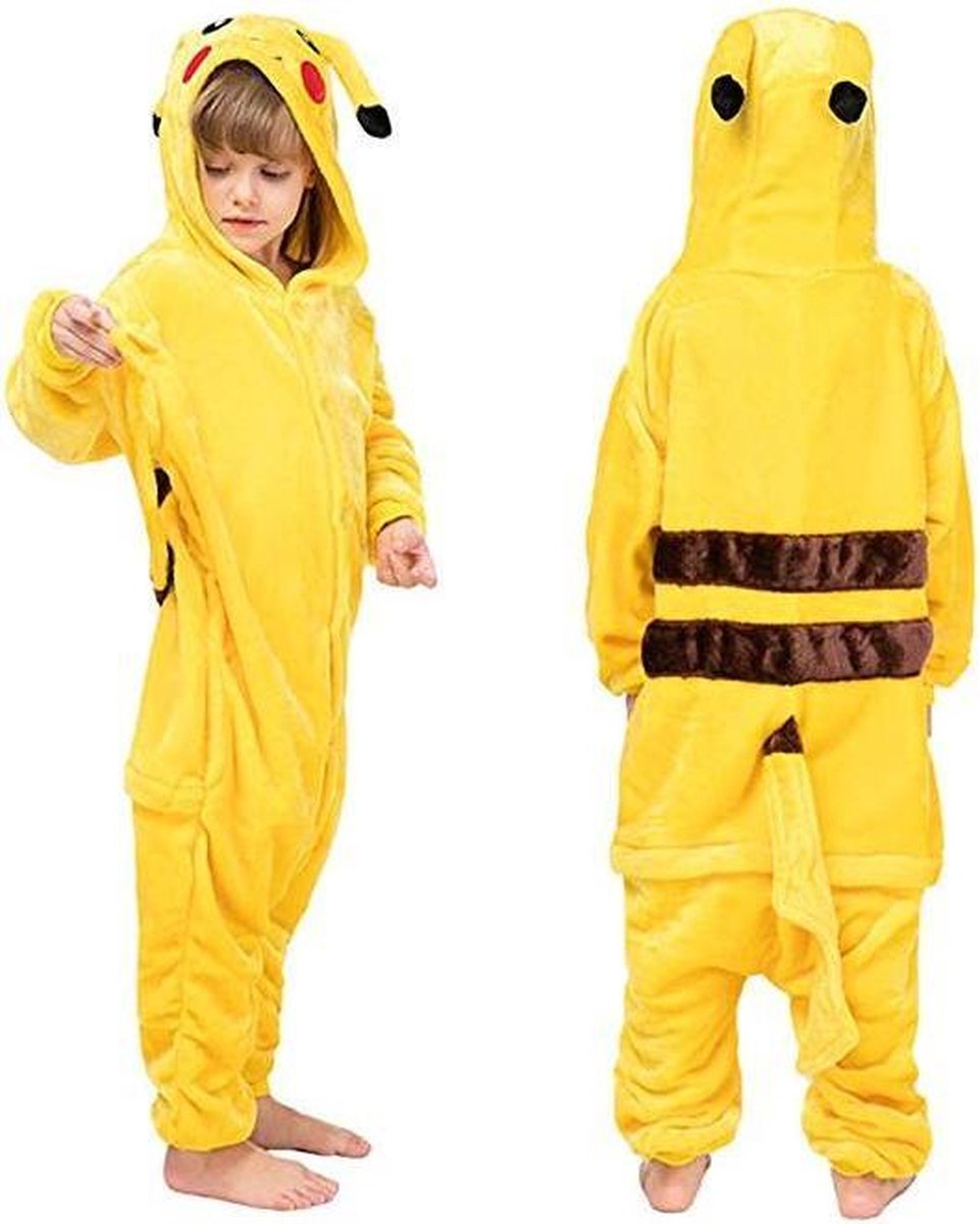 Onesie geel huispak jumpsuit pyjama kinderen – 128-134 (130) verkleedkleding - Spaansejurk NL