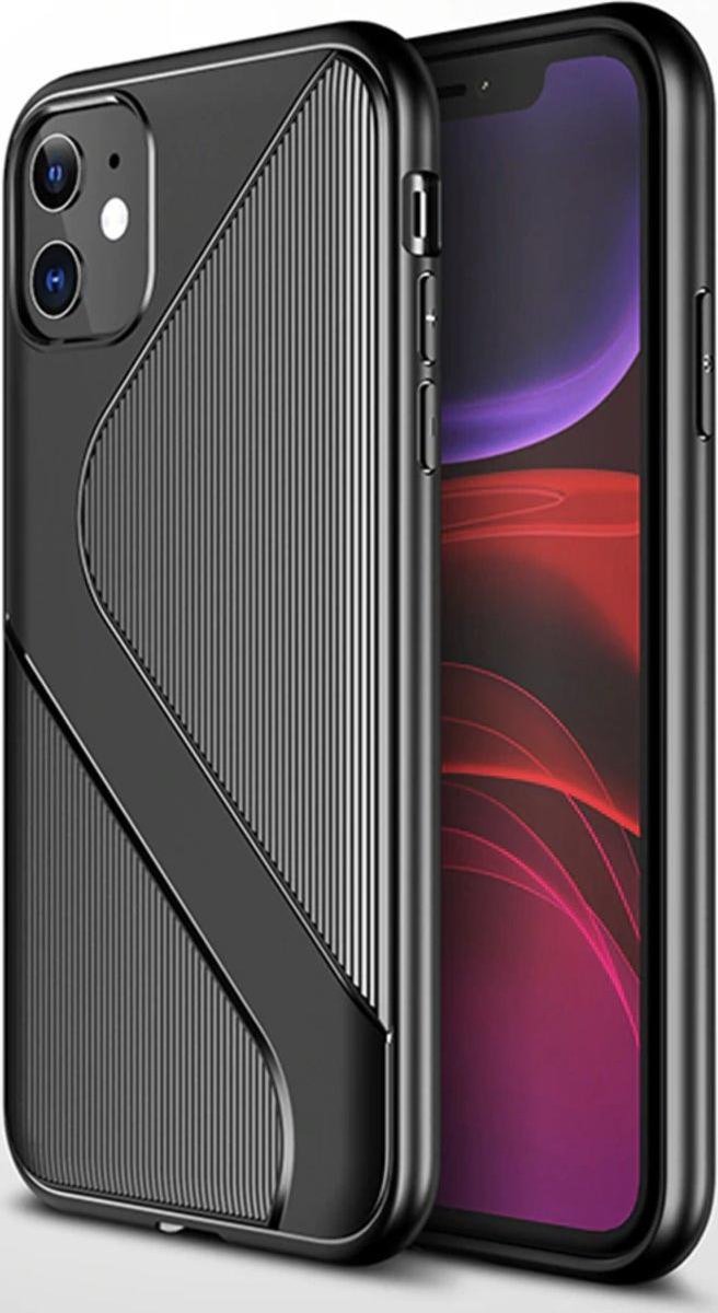 Luxe Back cover voor Apple iPhone 11 Pro Max - Zwart - Soft TPU - Gestreept Design