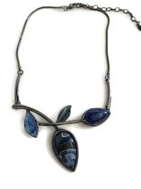 Petra's Sieradenwereld - Ketting metaal fantasie hematiet plating blauw (27)