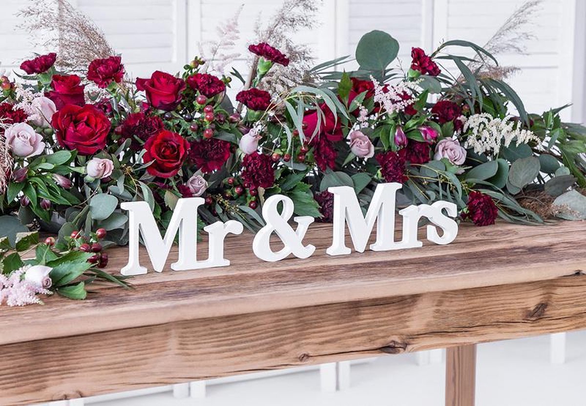 Mr & Mrs - Décoration de mariage en bois - blanc | bol