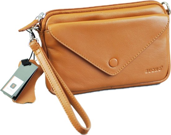 Sac bandoulière femme en cuir Buono Cognac