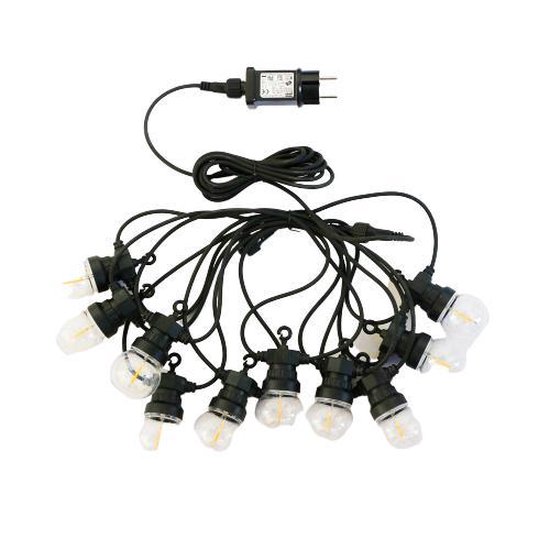 V-tac VT-71510 Câble à broches LED 5 mètres avec fiche, incl. 10x lampes à incandescence LED 0.6w, 3000K blanc chaud, 300 lumens, IP44