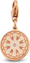 CO88 Collection Charms 8CH 00009 Stalen hanger - 15 mm - Bedel - Rond - Emaille - Wit -Roségoudkleurig