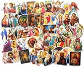 Religieuze laptop stickers - 68 stuks - Mix met Jezus, Maria, Apostelen en Engelen