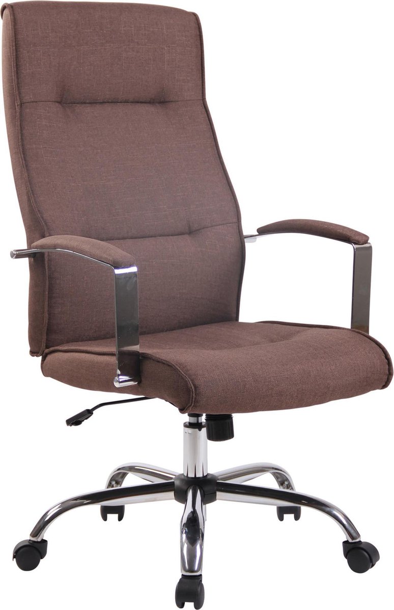 Bureaustoel - Ergonomische bureaustoel - Design - In hoogte verstelbaar - Stof - Bruin - 63x72x124 cm