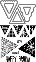 Sizzix: Framelits Dies 6/Pkg W/Clear Stamps Banners/Pennants (657915)