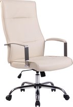 Bureaustoel - Ergonomische bureaustoel - Design - In hoogte verstelbaar - Kunstleer - Crème - 63x72x124 cm