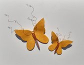Wandobject muurdecoratie vlinders geeltje van keramiek