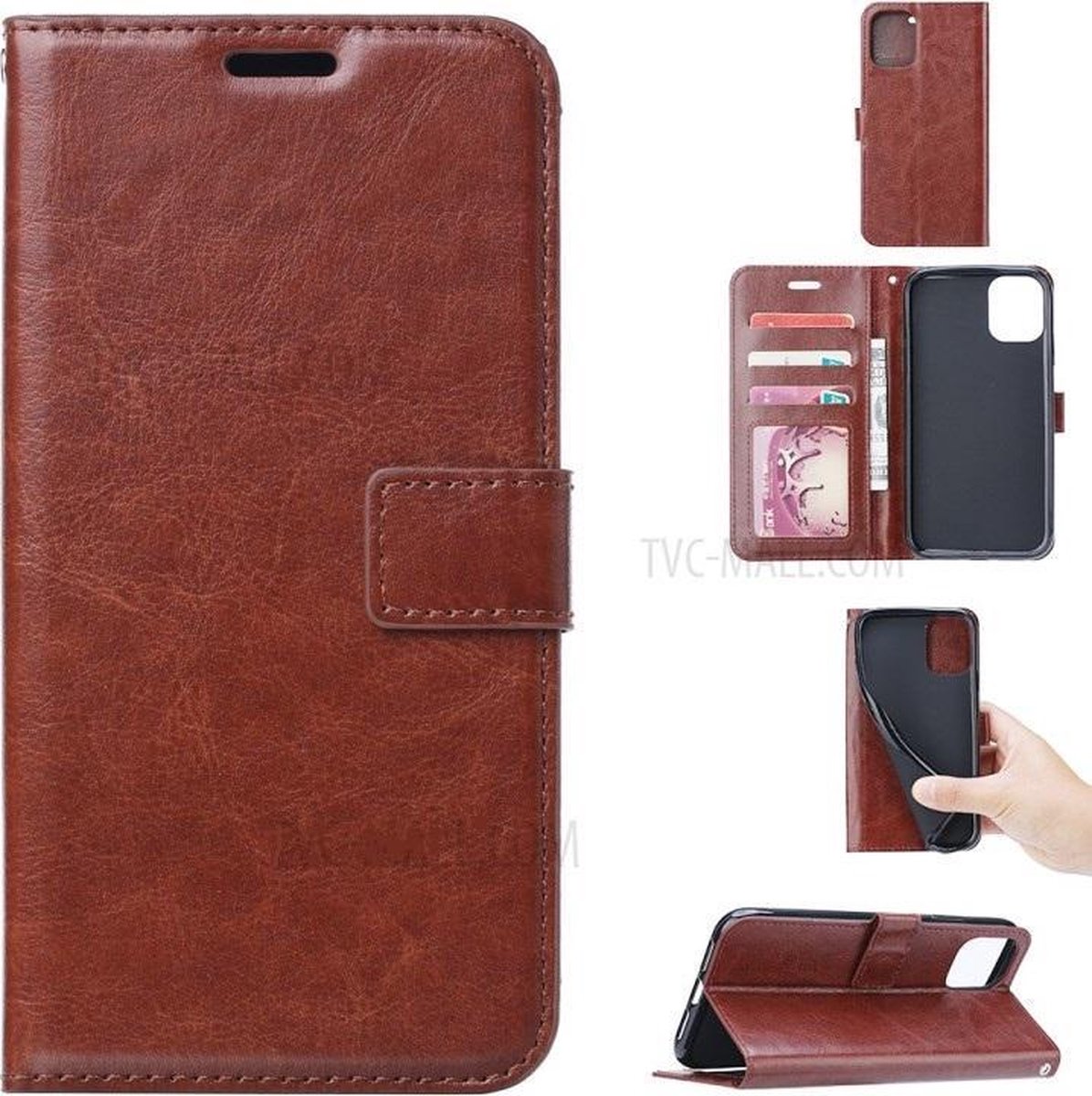 Bookcase Geschikt voor: Samsung Galaxy Note 10 Lite - Bruin - portemonnee hoesje