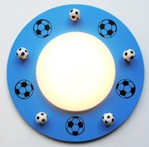 Funnylight kids voetbal lamp LED plafonniere blauw met voetballen in zwart wit - Trendy plafonniere voor de jongens en meisjes kinderkamer