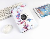 P.C.K. Boekhoesje/Bookcover/Case draaibaar hoesje wit met vlinders bloemen print geschikt voor Apple iPad 10.2 (2019) MET PEN EN GLASFOLIE