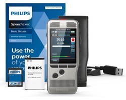 Philips PocketMemo Dicteerapparaat DPM7000 - Stereo MP3 - Schuifschakelaar (US) - SpeechExec Dictate 2-jaar licentie - Windows