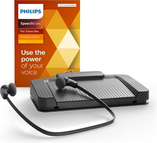 Philips LFH7277/08 Professionele Transcriptieset -  USB voetschakelaar, Stereo headset, SpeechExec Pro Transcribe 2-year license - Windows