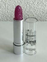Leticia Well - Glitter Lipstick - transparant/doorzichtig/naturel fel roze met zilver glitters - nummer 15 - 3,8 gram inhoud
