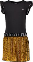 Like FLO Meisjes animal plisse jurk met ruffle jersey top - geel - Maat 104