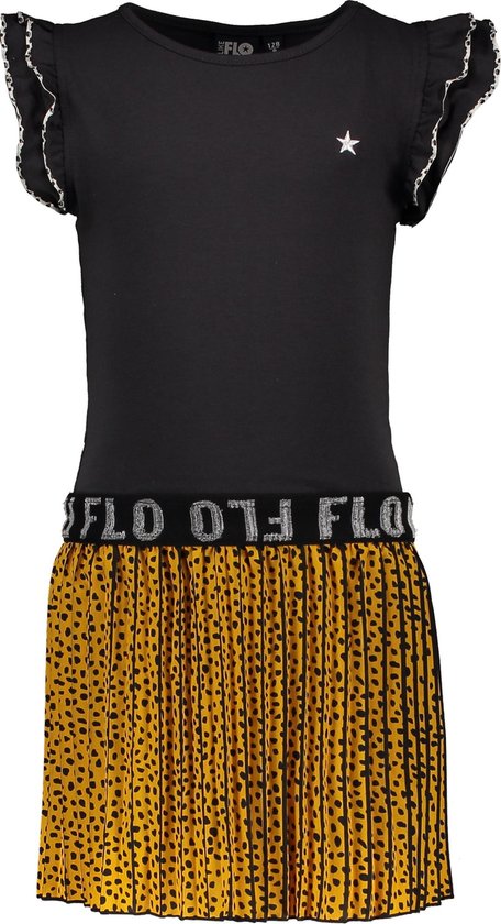Belastingen leren zadel Like FLO Meisjes animal plisse jurk met ruffle jersey top - geel - Maat 104  | bol.com