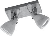 LED Plafondspot - Trion Conry - GU10 Fitting - 2-lichts - Rechthoek - Mat Grijs Beton Look - Aluminium - BSE