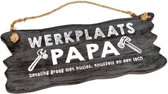Houten Tekstplank / Tekstbord 12x30cm "Werkplaats Papa...." - Kleur Antique Grey