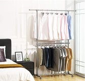MIRA Home - Dubbel Garderoberek - Kledingrek - Verstelbaar - Roestvrij Staal - 101-163x49x113-198 cm