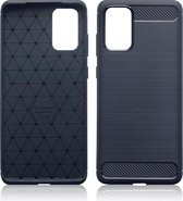 Samsung Galaxy S20 Plus (S20+) hoesje - Gel case geborsteld metaal en carbonlook - Navy blauw - GSM Hoesje - Telefoonhoesje Geschikt Voor: Samsung Galaxy S20 Plus (S20+)