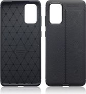 Samsung Galaxy S20 Plus (S20+) hoesje - Gel case lederlook - Zwart - GSM Hoesje - Telefoonhoesje Geschikt Voor: Samsung Galaxy S20 Plus (S20+)