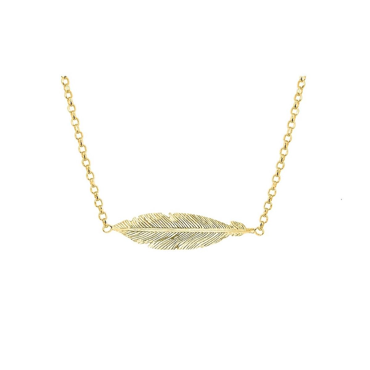 YO&NO - Ketting - Zilver verguld - Anker - Veer - 8/30mm - 1.8mm - 44cm - Sieraden Vrouw - Zilver 925