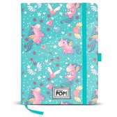 Oh My Pop! Hardcover notitieboek - Notebook - notitieblok met elastische band - Pennenlus  - Magic - turquoise