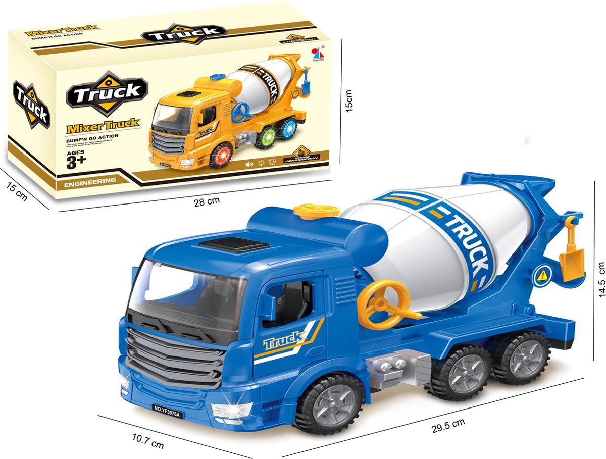 Betonmixer vrachtwagen speelgoed truck- met licht en geluid - deuren op en  dicht... | bol.com